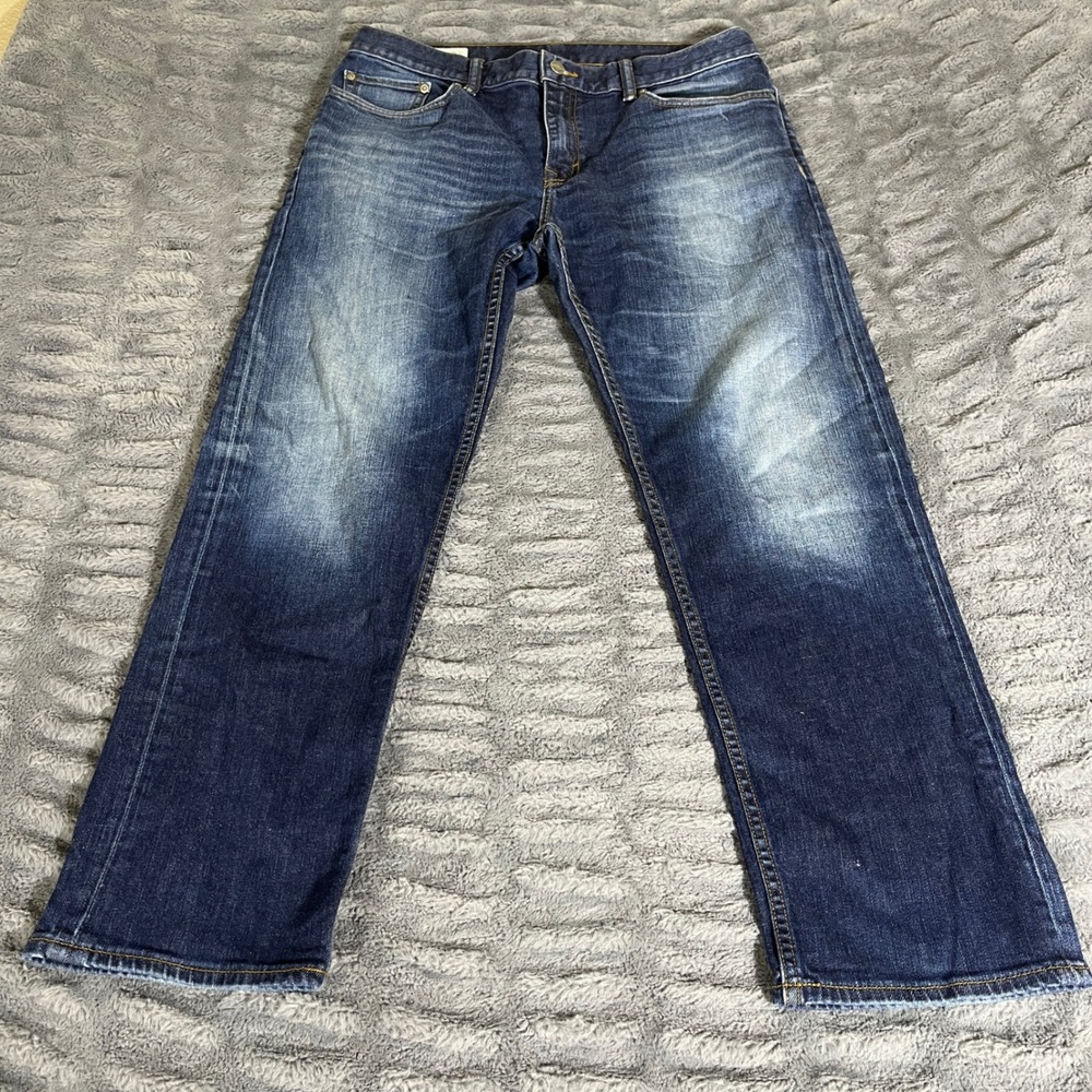 Banana‎ Republic Mens 34x28 Straight Fit Jeans Dark Wash Blue Denim AP727